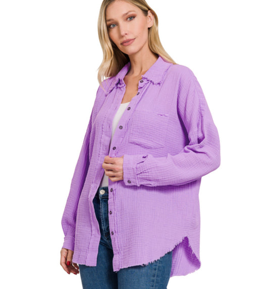 Gauze Oversized Shirt Lavender