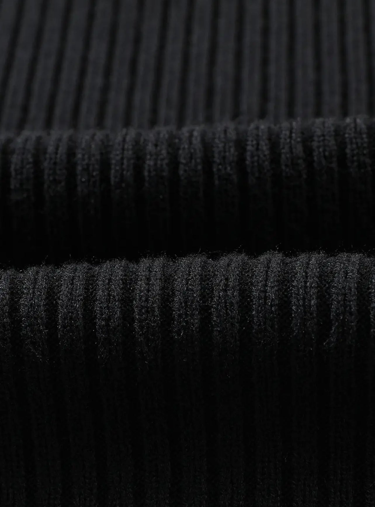 Black Ribbed Short Sleeve Pocket Sweater