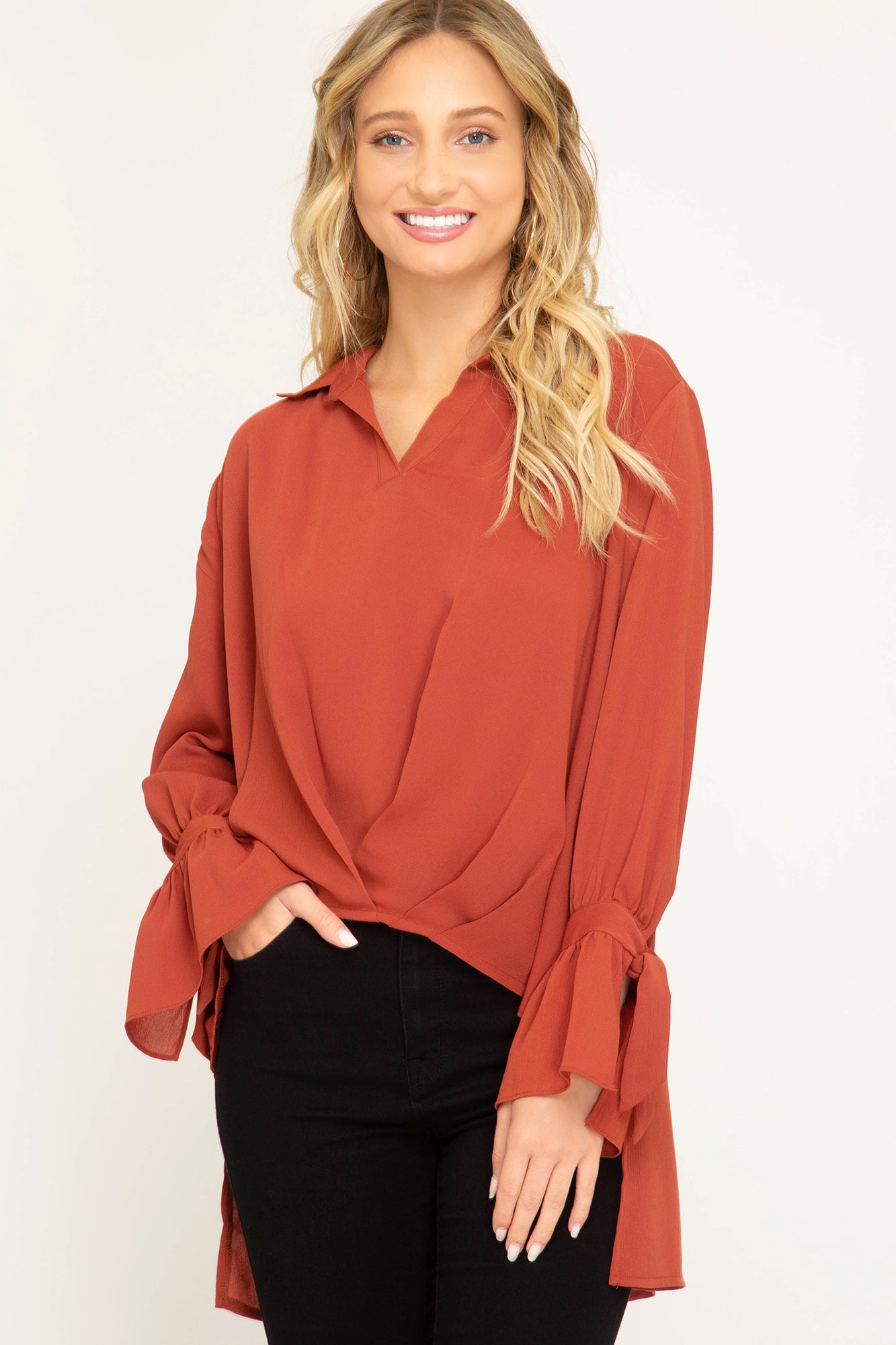 High/Low Blouse-Rust