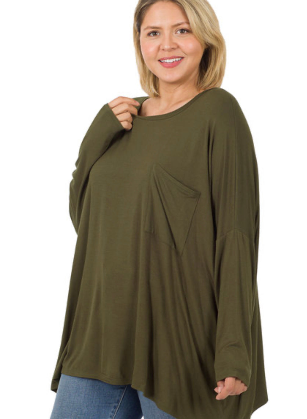 Oversized Long Sleeve Tee Olive