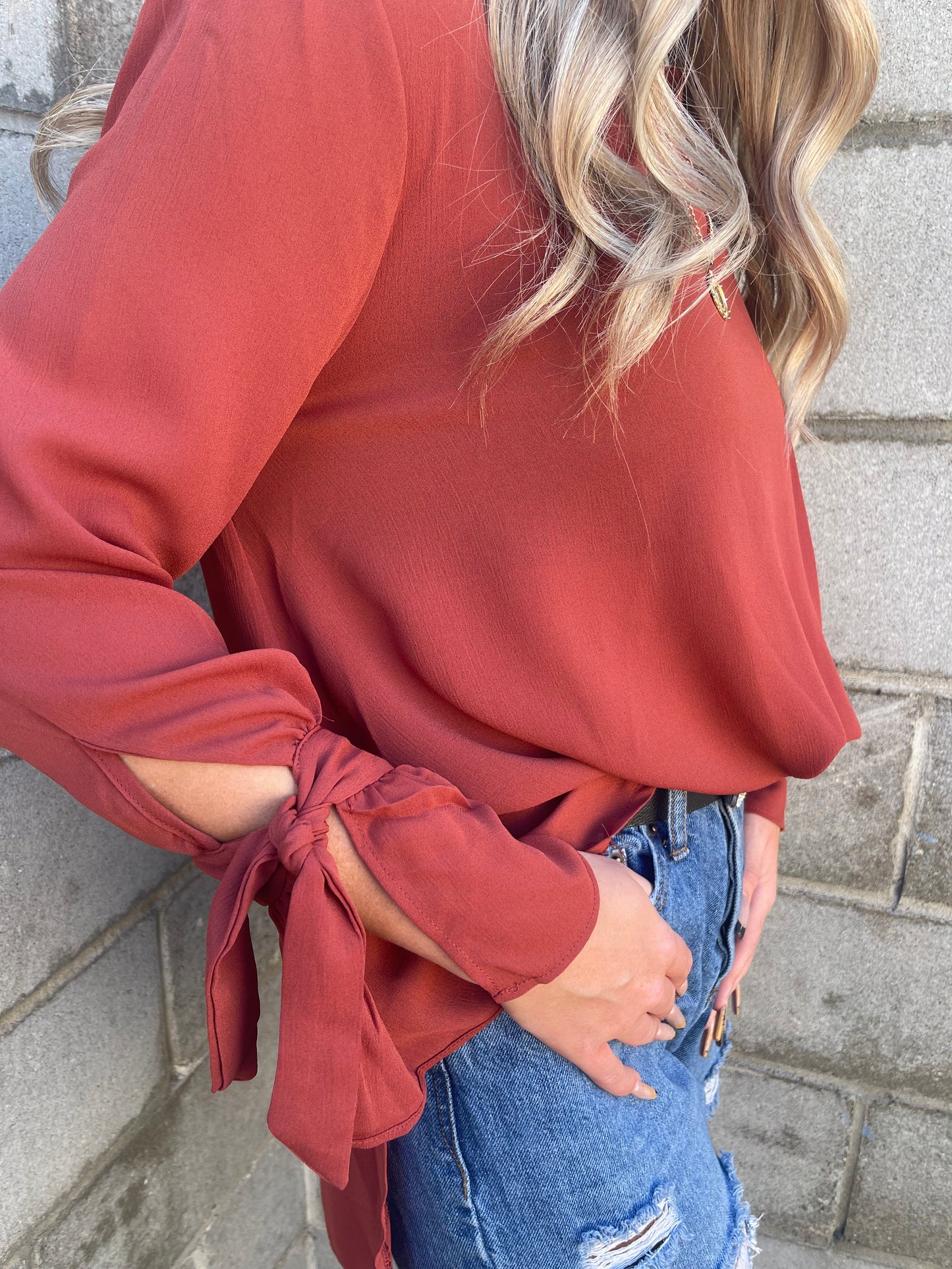 High/Low Blouse-Rust