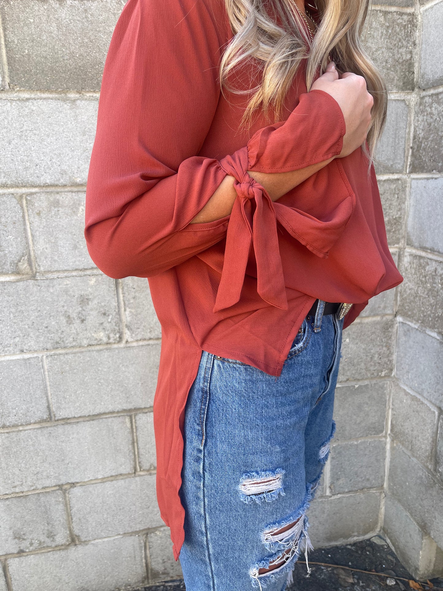 High/Low Blouse-Rust